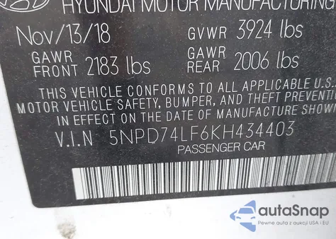 2019 Hyundai Elantra Se from USA, damaged, VIN 5NPD74LF6KH434403